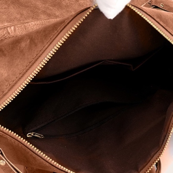 camel zipper detail vegan leather mini backpack - Picture 6 of 9